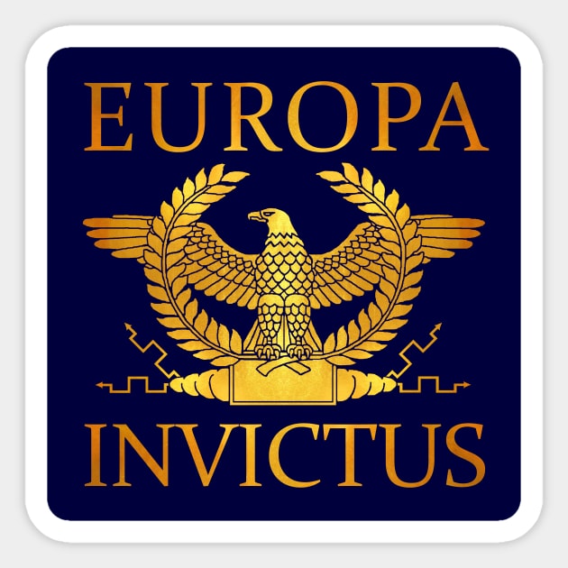 Europa Invictus - Gold Eagle on Blue Sticker by AtlanteanArts